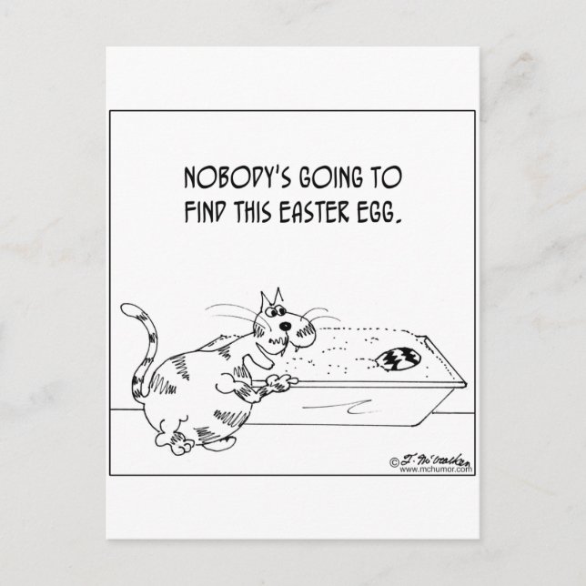 Postal Festiva Gato esconde huevo de Pascua (Anverso)