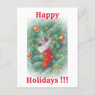 Postal Festiva Gato feliz