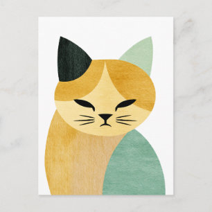 Postal Festiva Gato geométrico minimalista escandinavo moderno