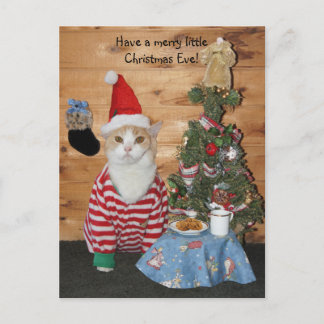 Postal Festiva Gato/Kitty navidades en PJs