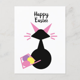 Postal Festiva Gato Kitty Retro Whimsical Gráfico Feliz Pascua
