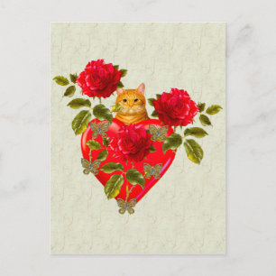 Postal Festiva Gato Kitty Valentine