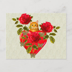 Postal Festiva Gato Kitty Valentine