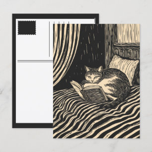 Postal Festiva gato leyendo
