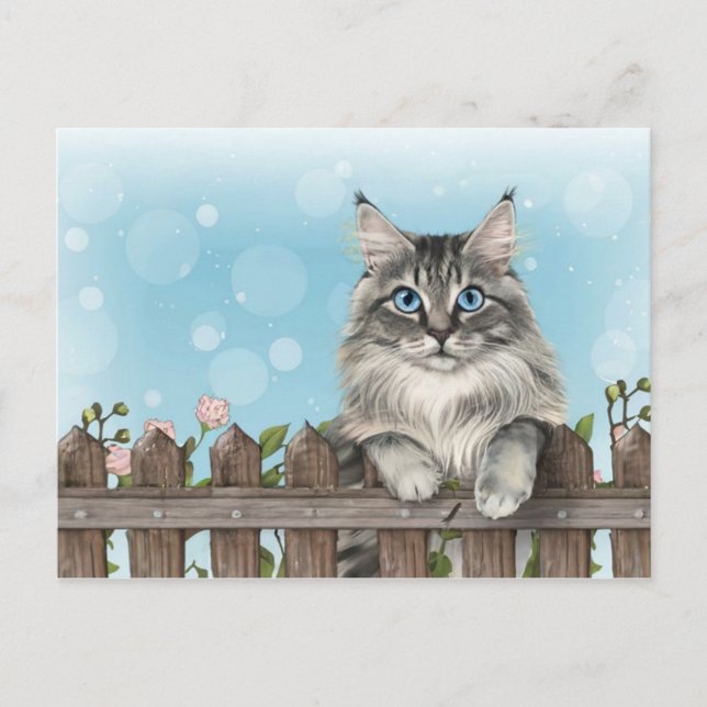 Postal Festiva Gato lindo arte gatito gatitos graciosos gatos ani (Anverso)
