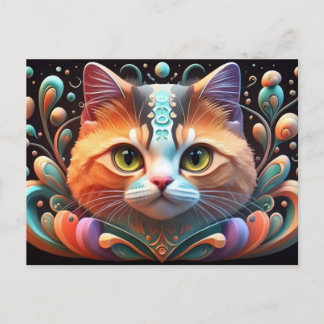 Postal Festiva Gato lindo arte gatito gatitos graciosos gatos ani