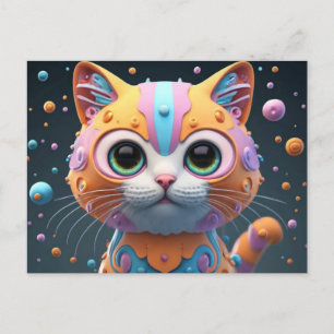 Postal Festiva Gato lindo arte gatito gatitos graciosos gatos ani