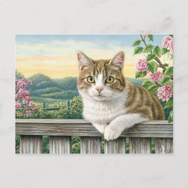 Postal Festiva Gato lindo arte gatito gatitos graciosos gatos ani (Anverso)