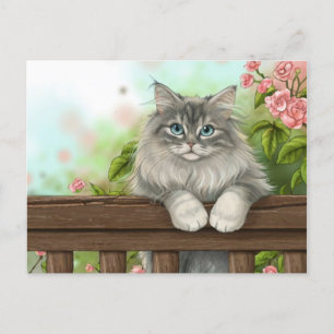 Postal Festiva Gato lindo arte gatito gatitos graciosos gatos ani