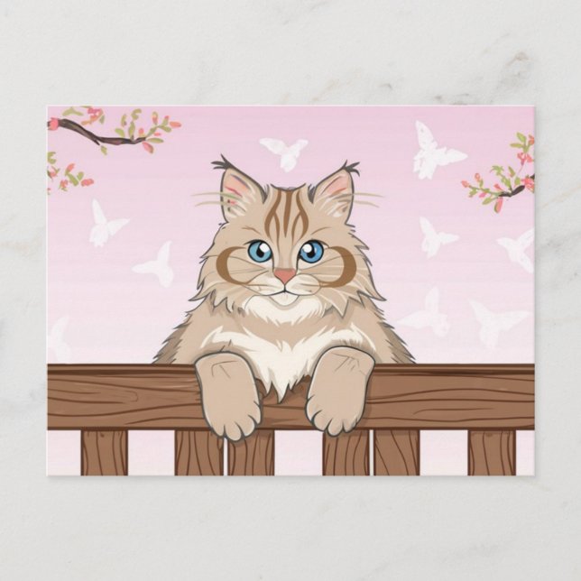 Postal Festiva Gato lindo arte gatito gatitos graciosos gatos ani (Anverso)