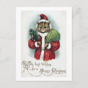 Postal Festiva gato navidad, Louis Wain