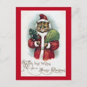 Postal Festiva gato navidad, Louis Wain