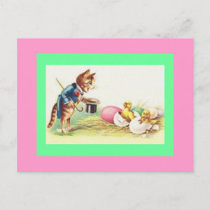 Postal Festiva Gato Ringmaster y chicles de Pascua