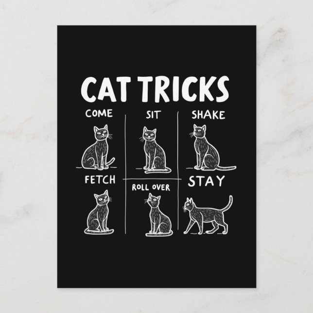 Postal Festiva Gato trucos Purr-Fectamente Hilarious Feline Fun (Anverso)