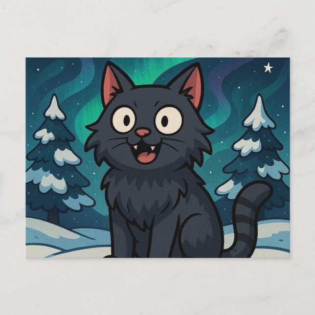 Postal Festiva Gato Yule navideño islandés (Anverso)