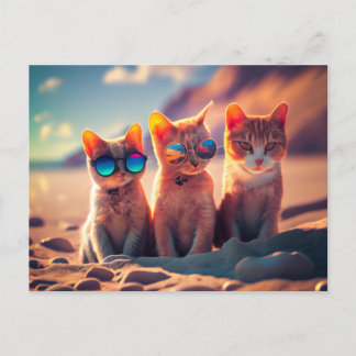 Postal Festiva Gatos con gafas de sol