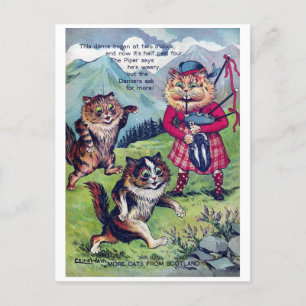Postal Festiva Gatos de Escocia - Louis Wain