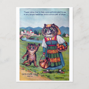 Postal Festiva Gatos de Italia - Louis Wain
