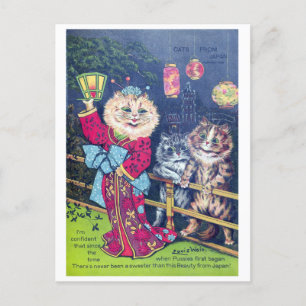 Postal Festiva Gatos de japón - Louis Wain