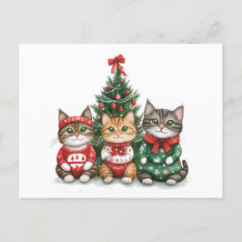 Postal Festiva Gatos de Navidades cortos