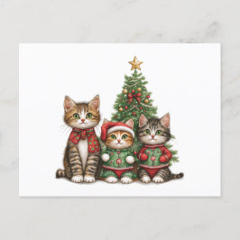 Postal Festiva Gatos de Navidades cortos