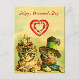 POSTAL FESTIVA GATOS EL DÍA DE SAN VALENTÍN DE FUNNY VIEJOS CON C