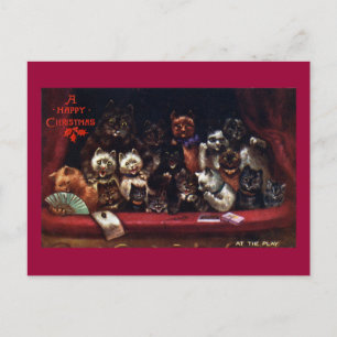 Postal Festiva Gatos en el teatro para Navidades