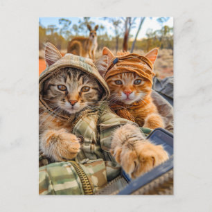 Postal Festiva Gatos explorando el interior australiano