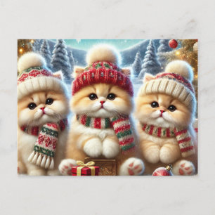 Postal Festiva Gatos gatitos en decoración festiva de Navidades y