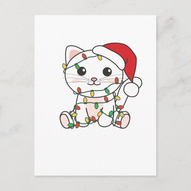 Postal Festiva Gatos Navidades Animales de Invierno Gatos (Anverso)