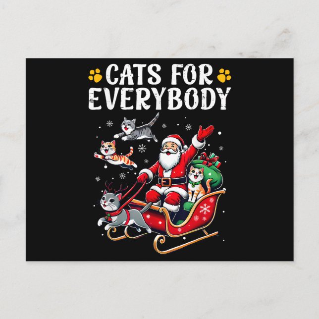 Postal Festiva Gatos Para Todos Navidades Gato Gracioso (Anverso)