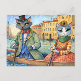 Postal Festiva Gatos vestidos en Venecia, Italia