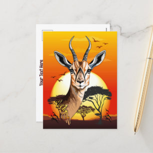 Postal Festiva Gazelle Animal salvaje Antelope africano