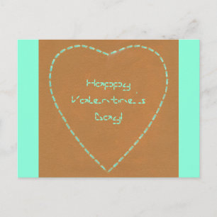 Postal Festiva Geek Broken Lines Green Heart Valentcards