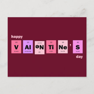 Postal Festiva Geek Nerd Science Feliz Día de San Valentín