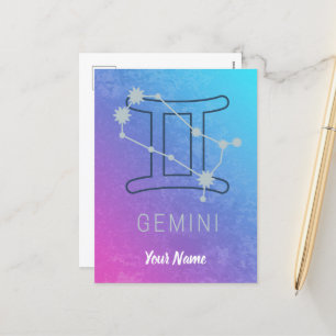Postal Festiva Gemini Signo de estrella zodiaca Horóscopo acuátic