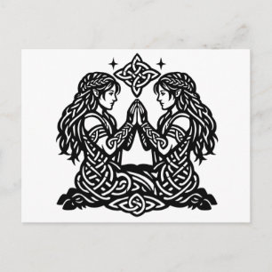Postal Festiva Géminis — Gemelos del Zodiaco de Tinta Embrujada