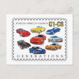 POSTAL FESTIVA GENERACIONES DEL ARTE AUTOMOVILÍSTICO