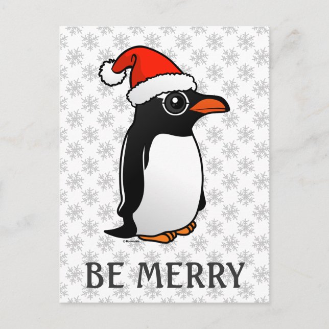 Postal Festiva Gentoo Penguin Santa (Anverso)