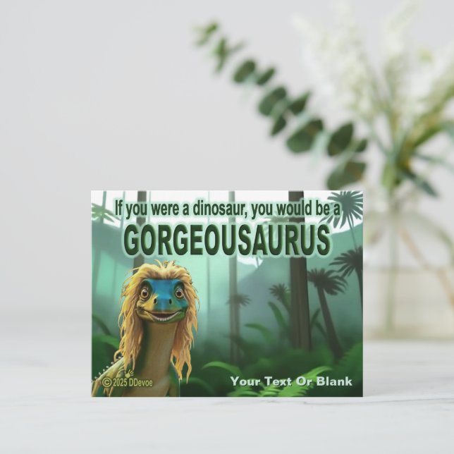 Postal Festiva Georgeousaurus Blond Dinosaur (Anverso de pie)