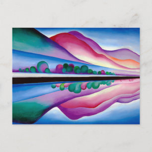 Postal Festiva Georgia O'Keeffe, reflejo del lago George (1921)