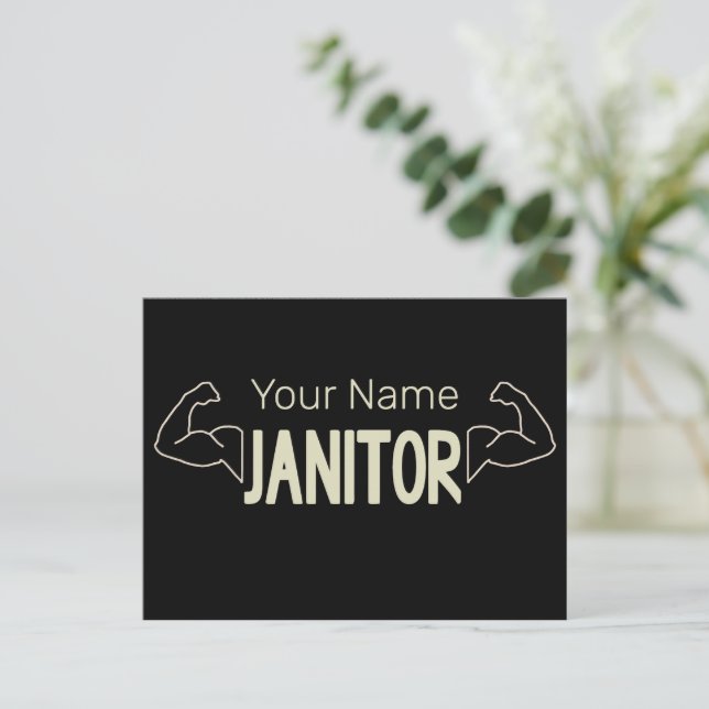 Postal Festiva Gerente De Instalaciones De Diseño De Janitor O Cu (Anverso de pie)