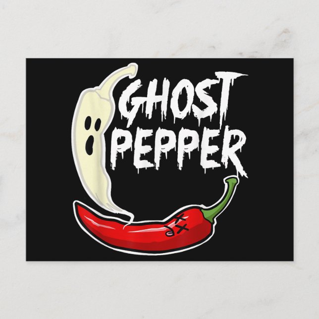 Postal Festiva Ghost Pepper Funny Spicny Hot Halloween Ghost Pepp (Anverso)