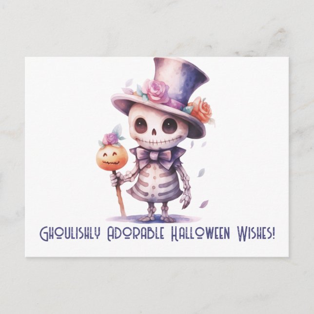 Postal Festiva Ghoulishly Adorable Halloween quiere Halloween (Anverso)