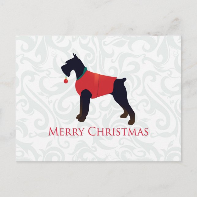 Postal Festiva Gigante Schnauzer Merry Christmas Design (Anverso)