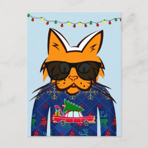 POSTAL FESTIVA GINGER CAT USANDO NAVIDADES POSTCARDS DULCES