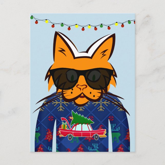 POSTAL FESTIVA GINGER CAT USANDO NAVIDADES POSTCARDS DULCES (Anverso)