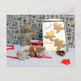 Postal Festiva Gingerbread de Annie - Navidades gatos/gatitos