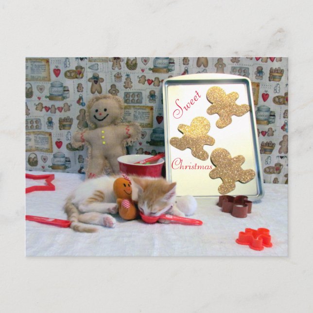 Postal Festiva Gingerbread de Annie - Navidades gatos/gatitos (Anverso)