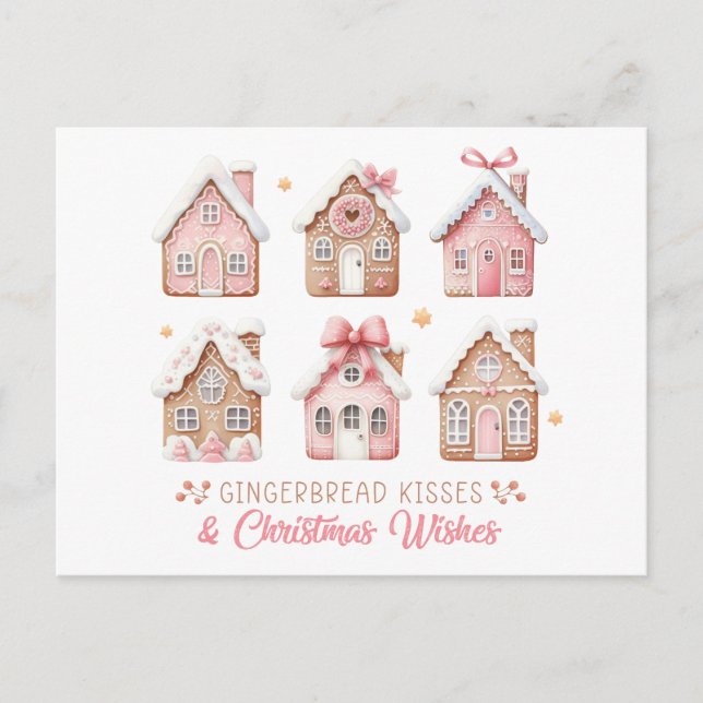 Postal Festiva Gingerbread Houses Christmas Postcard (Anverso)